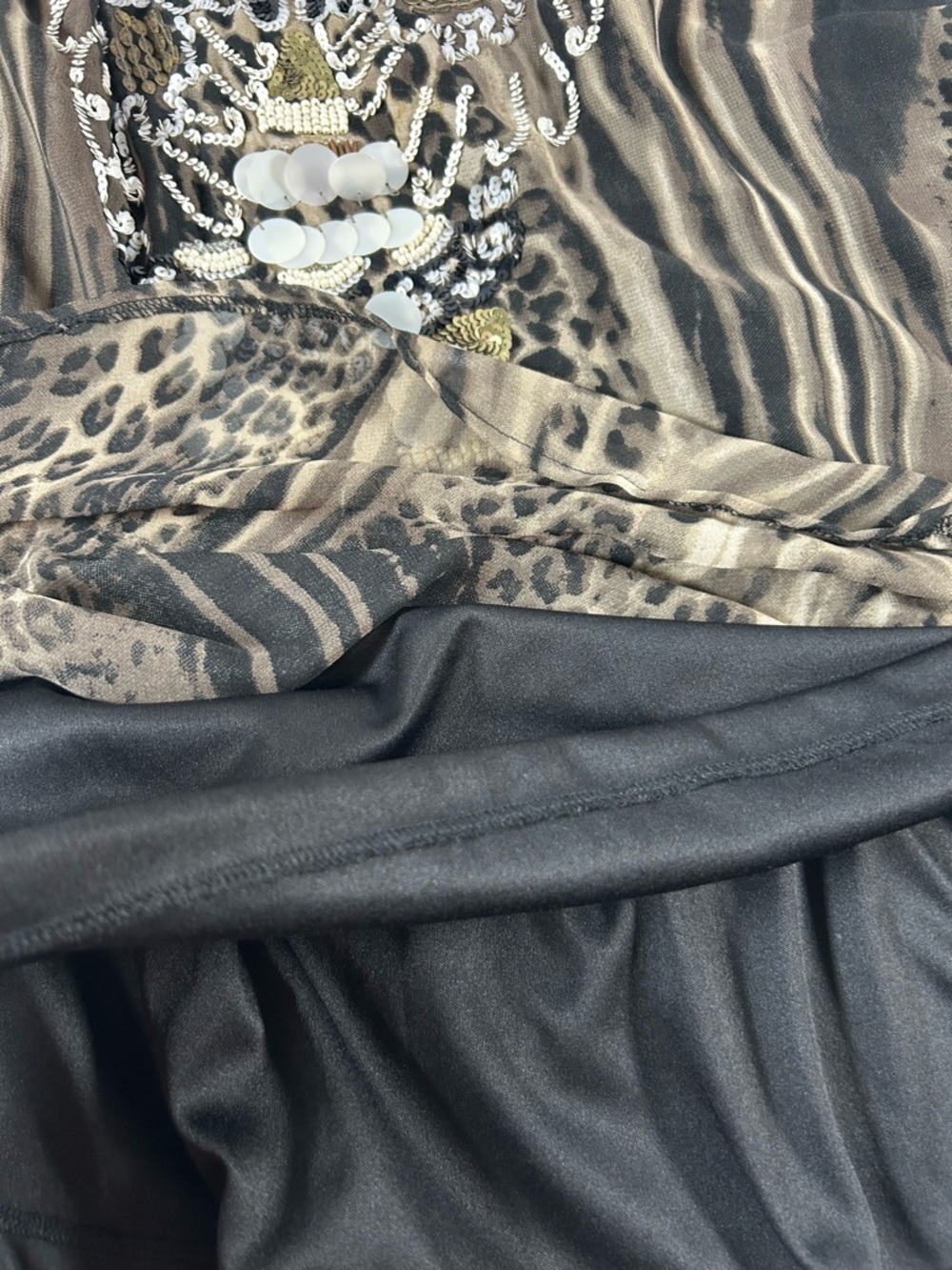 Changes byTogether Women’s Embellished Animal-Print Long Sleeve BlouseBoho Sz 22 - Picture 10 of 12